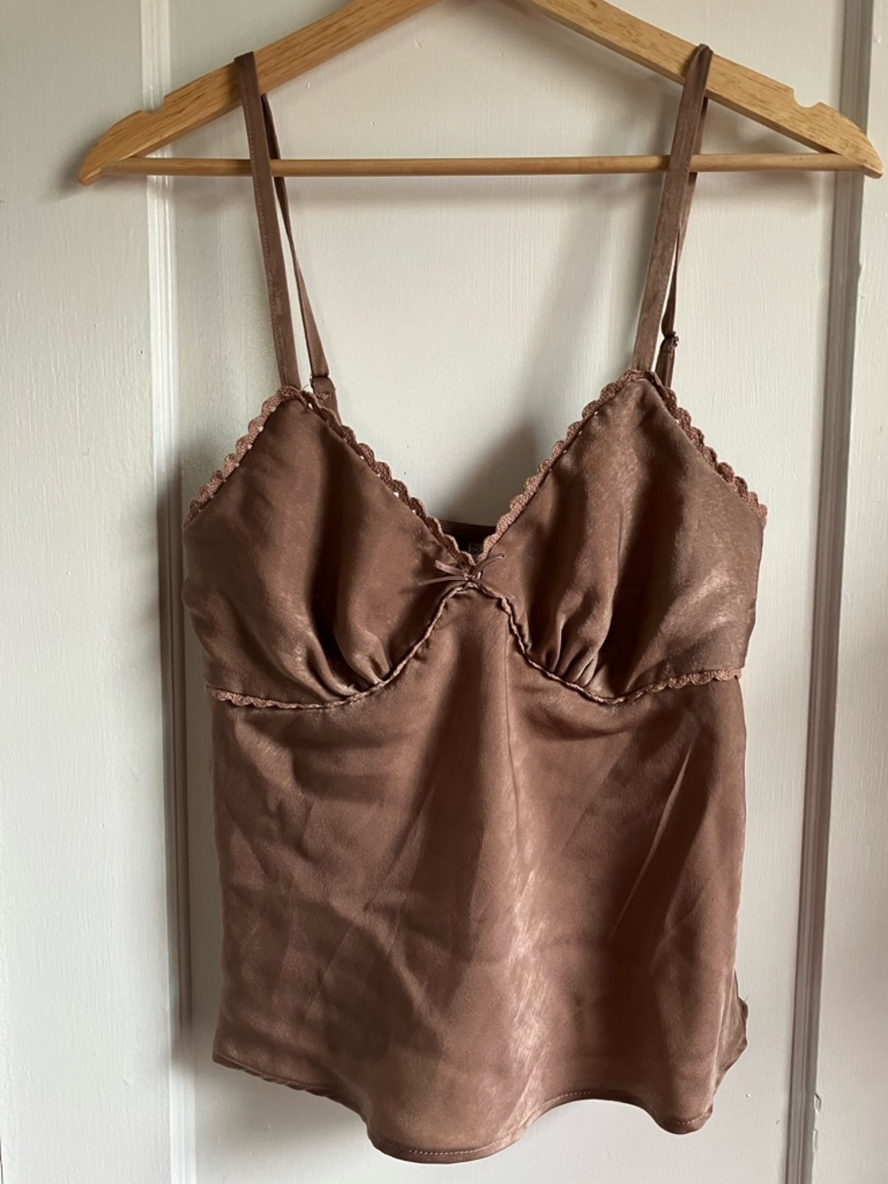 Satin Cami Tank Top in Dusty Brown